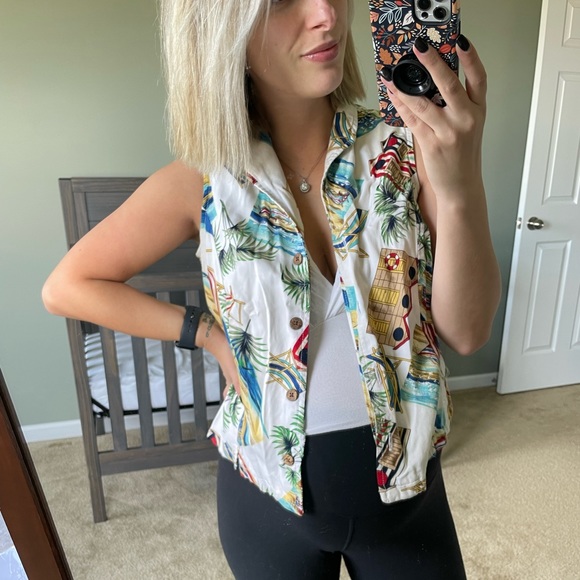 Jamaican Bay Hawaiian Sleeveless Shirt M or S - Picture 4 of 6